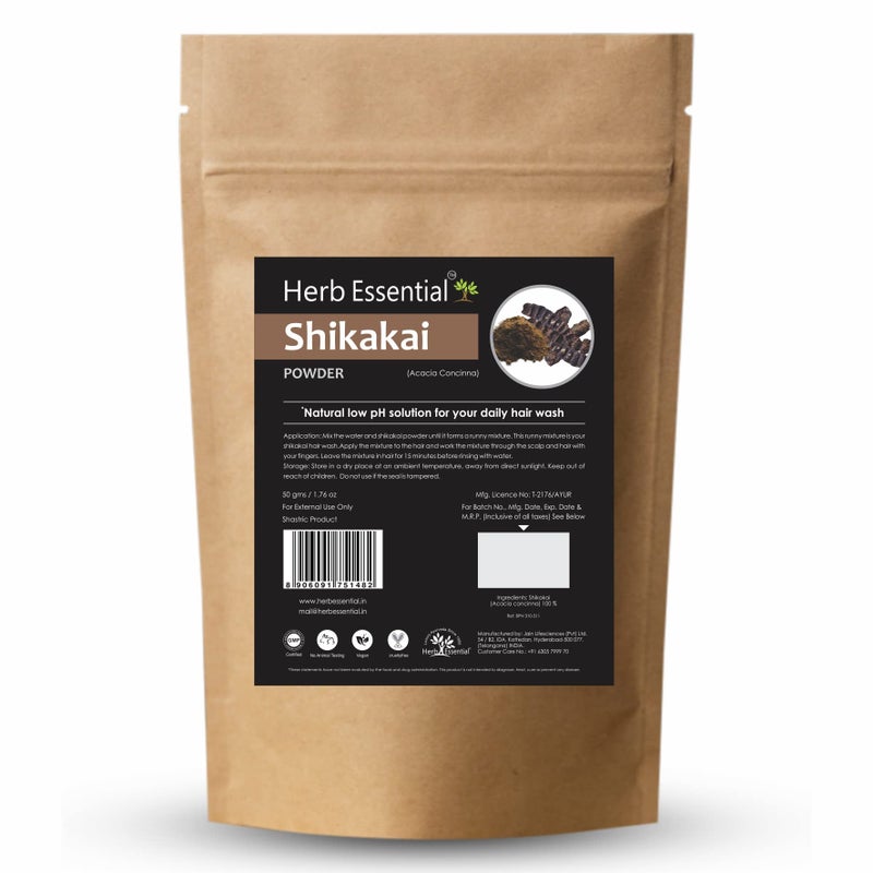 Herb Essential Shikakai Powder 50g | Reduces Dandruff & Adds Shine | 100% Pure Acacia Concinna Herbal Hair Cleanser & Conditioner | Powder Form | Natural - Image 3