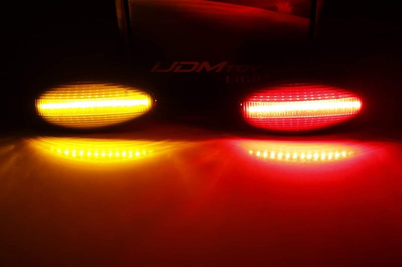 iJDMTOY Smoked Lens Amber/Red Full LED Trunk Bed Marker Lights Set Compatible With 2008-14 Chevy GMC 2500HD 3500HD Dually Truck Double Wheel Side Fenders, Powered by Total 60 LED - Image 2