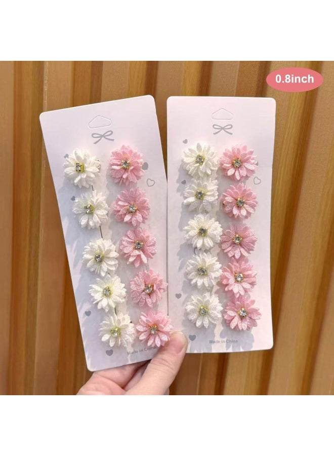 20 Pcs Flower Hair Clips, Pink Hairpins for Girls, Women Hair Accessories, Fabric Flower Hair Clips, Solid Color Hair Barrettes, Wedding Party School Use - Image 2