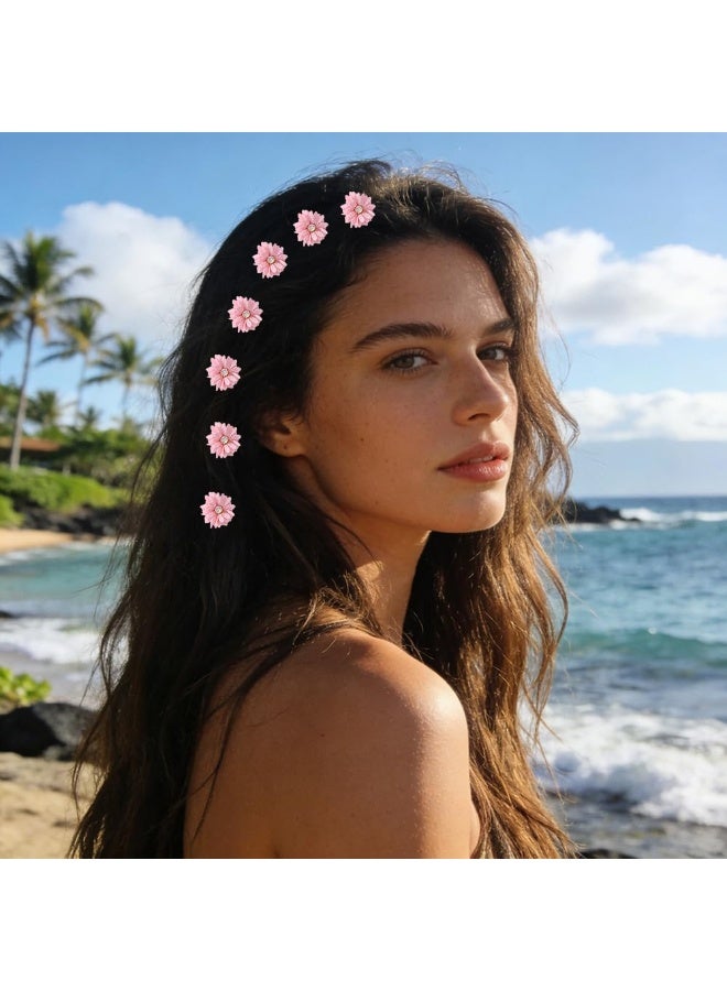 20 Pcs Flower Hair Clips, Pink Hairpins for Girls, Women Hair Accessories, Fabric Flower Hair Clips, Solid Color Hair Barrettes, Wedding Party School Use - Image 5