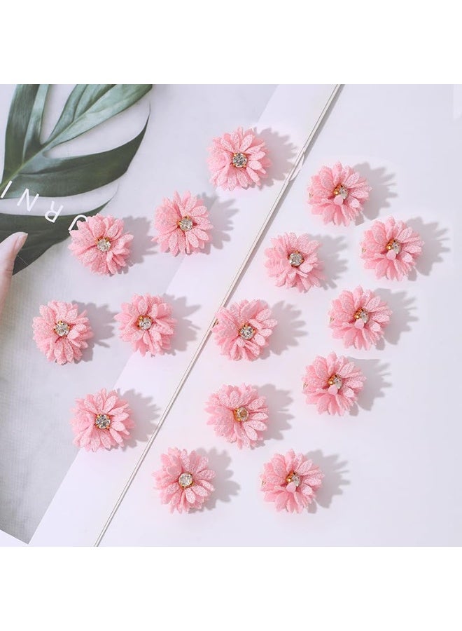 20 Pcs Flower Hair Clips, Pink Hairpins for Girls, Women Hair Accessories, Fabric Flower Hair Clips, Solid Color Hair Barrettes, Wedding Party School Use - Image 4