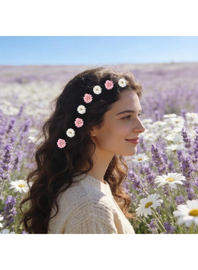 20 Pcs Flower Hair Clips, Pink Hairpins for Girls, Women Hair Accessories, Fabric Flower Hair Clips, Solid Color Hair Barrettes, Wedding Party School Use - Image 3