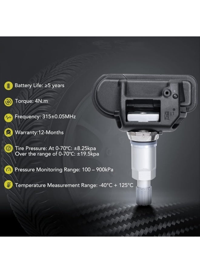 TPMS Sensor Fits for Smart Fortwo, Mercedes Benz C300 C350 C63/CL63 AMG CL550 CL600 B250 C230 C250 C280 E350 ML350 & More, 4-Pack Tire Pressure Monitoring System Sensors Replace# A0009050030 - Image 4