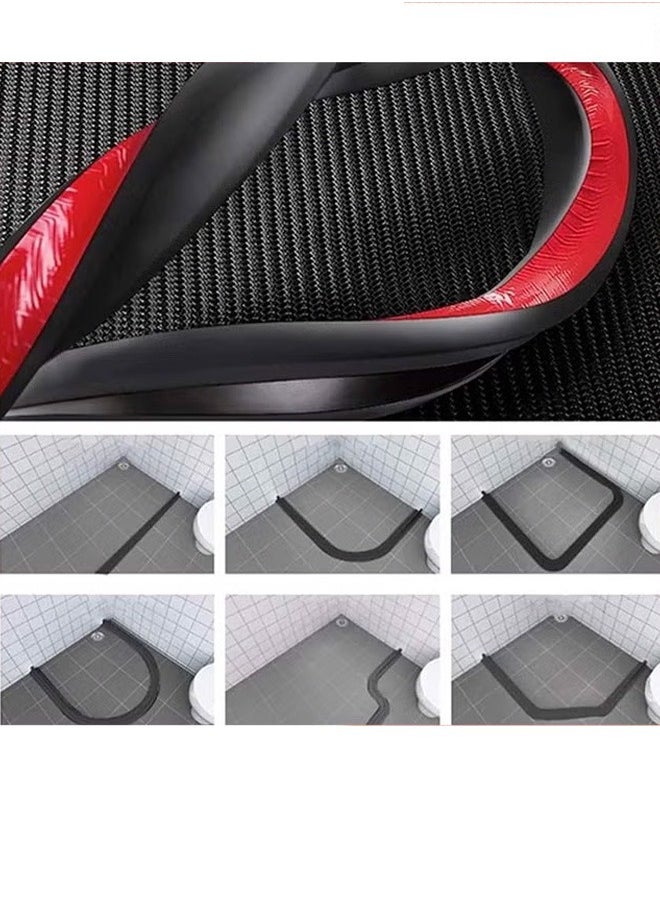 Generic - Shower Threshold 1M, Bathroom Waterproof Strip, Adjustable Size, Shower Barrier, Dry and Wet Separation for Bathroom and Countertop Sink, Shower Threshold, Silicone Water Blocker, Anti-Slip, Collapsible Threshold Water Dam, Self-Adhesive Anti Slip Tape Strip Flexible Water Retaining Strip(Black) - Image 1