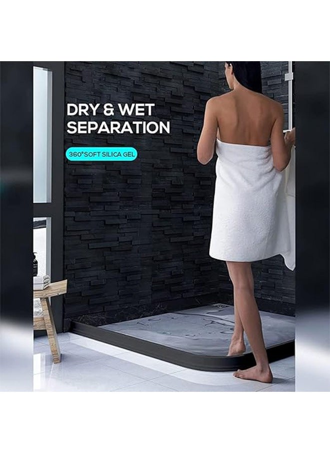 Generic - Shower Threshold 1M, Bathroom Waterproof Strip, Adjustable Size, Shower Barrier, Dry and Wet Separation for Bathroom and Countertop Sink, Shower Threshold, Silicone Water Blocker, Anti-Slip, Collapsible Threshold Water Dam, Self-Adhesive Anti Slip Tape Strip Flexible Water Retaining Strip(Black) - Image 1