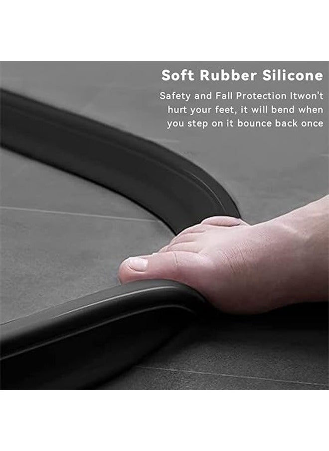 Generic - Shower Threshold 1M, Bathroom Waterproof Strip, Adjustable Size, Shower Barrier, Dry and Wet Separation for Bathroom and Countertop Sink, Shower Threshold, Silicone Water Blocker, Anti-Slip, Collapsible Threshold Water Dam, Self-Adhesive Anti Slip Tape Strip Flexible Water Retaining Strip(Black) - Image 1