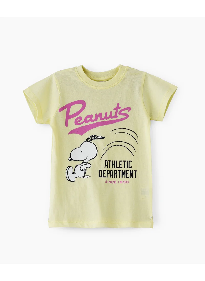 Peanuts Snoopy Athletic Department Graphic Print Round Neck Girls T-Shirt