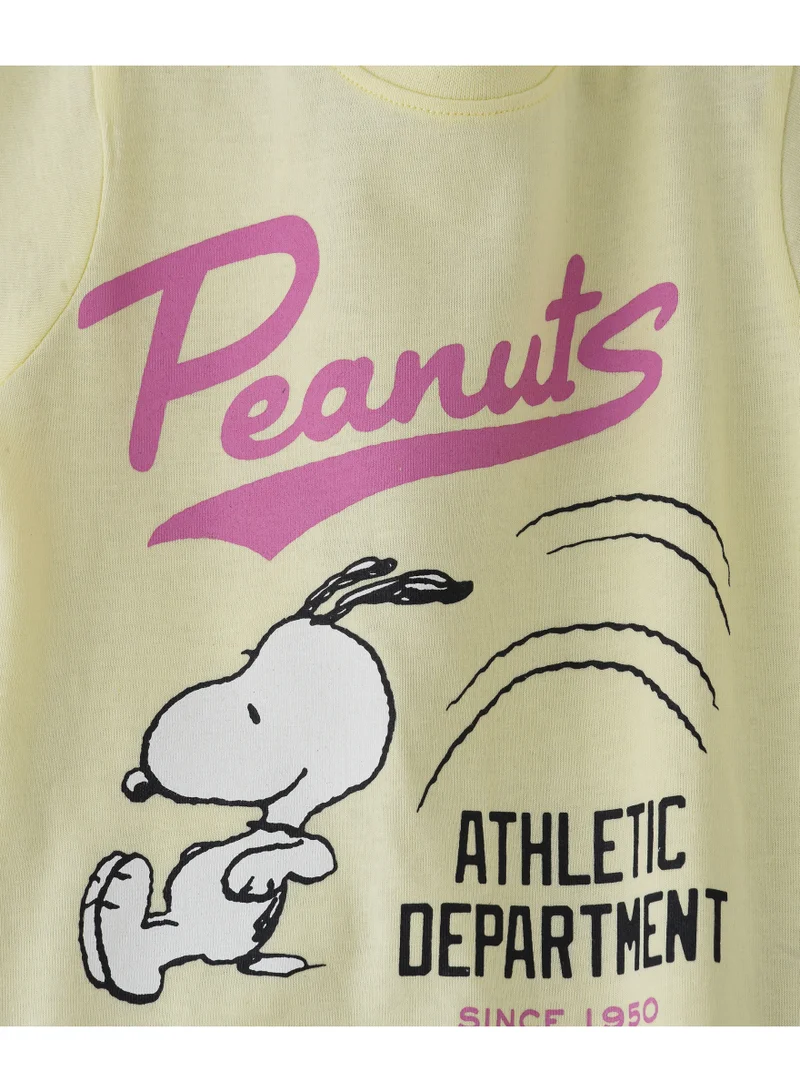 Peanuts Snoopy Athletic Department Graphic Print Round Neck Girls T-Shirt