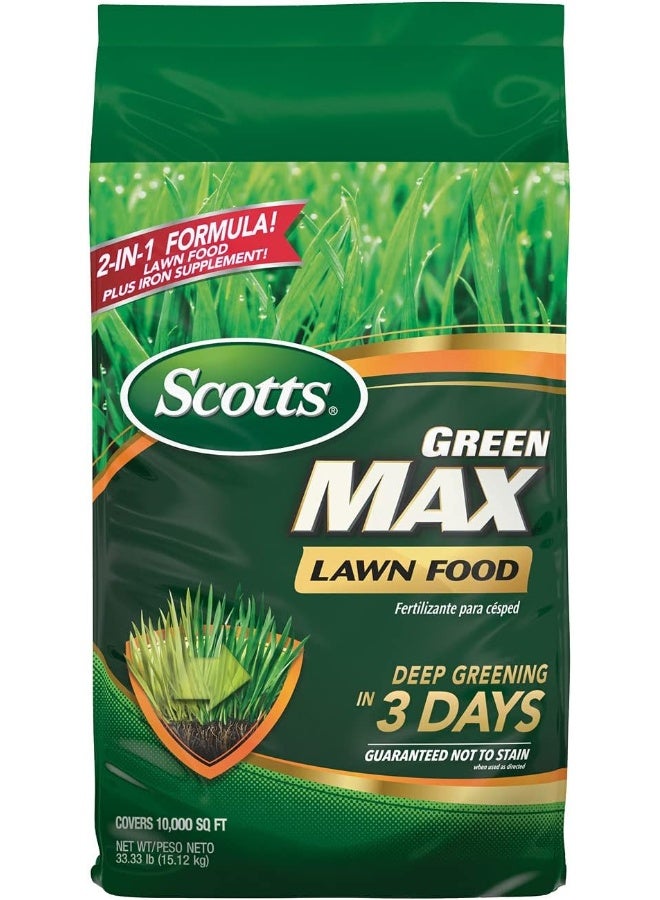 Scotts Green Max Lawn Food, Lawn Fertilizer Plus Iron Supplement For Greener Grass, 10,000 Sq. Ft., 33.33 Lbs.  - Image 3