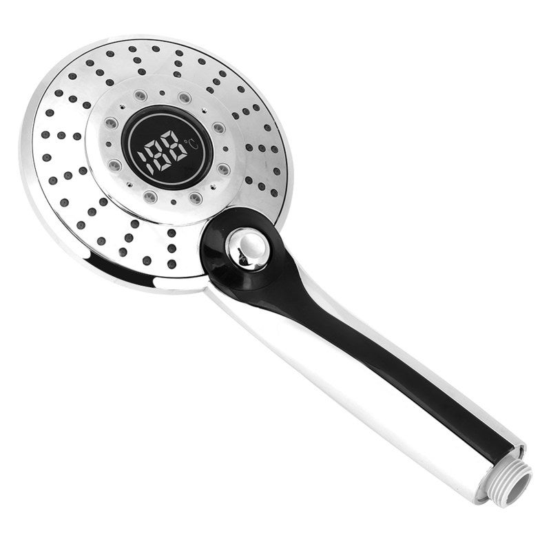 Handheld Shower Head: ABS Electroplated Anti-corrosion - Digital Display 3-color Temperature Control Shower Head for Bathroom Use - Image 2