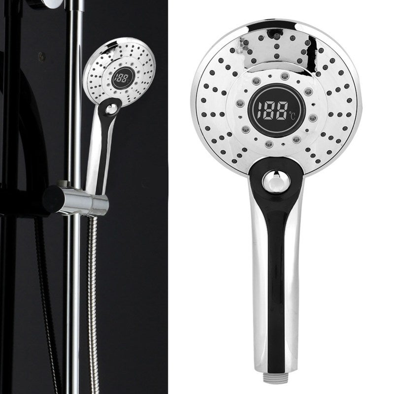 Handheld Shower Head: ABS Electroplated Anti-corrosion - Digital Display 3-color Temperature Control Shower Head for Bathroom Use - Image 3