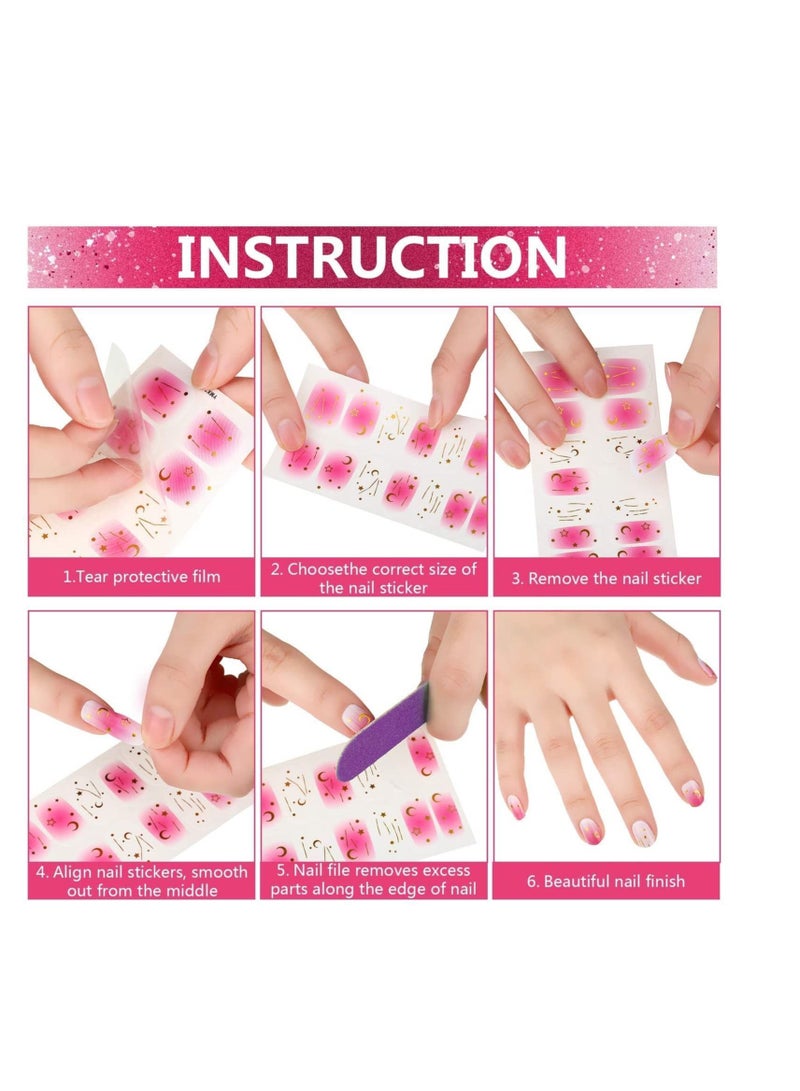 نيبمينينت 16 Sheets Glitter Color Nail Polish Strips Full Stickers for Women Art Wraps Self Adhesive Sticker Nails Girls with File - Image 3