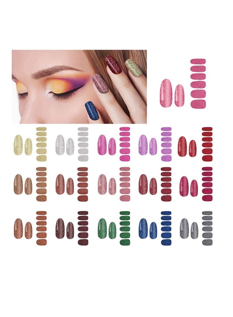 نيبمينينت 16 Sheets Glitter Color Nail Polish Strips Full Stickers for Women Art Wraps Self Adhesive Sticker Nails Girls with File - Image 2