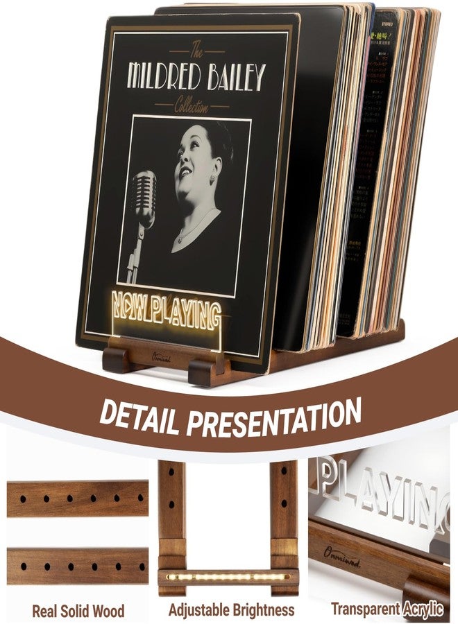 Onmiwod Vinyl Record Holder for 75 LPs, Light Up Now Playing Vinyl Record Stand, Wooden Album Storage Organizer, Album Holders for Records Display, Accessories Gifts for Music Lovers - Image 2