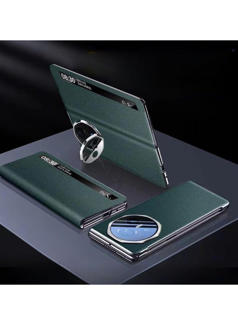 Magnetic Case for Honor Magic V3 with Smart Window and Concealed Bracket Lightweight and Thin Leather Shockproof and Drop-proof Case for Magic V3