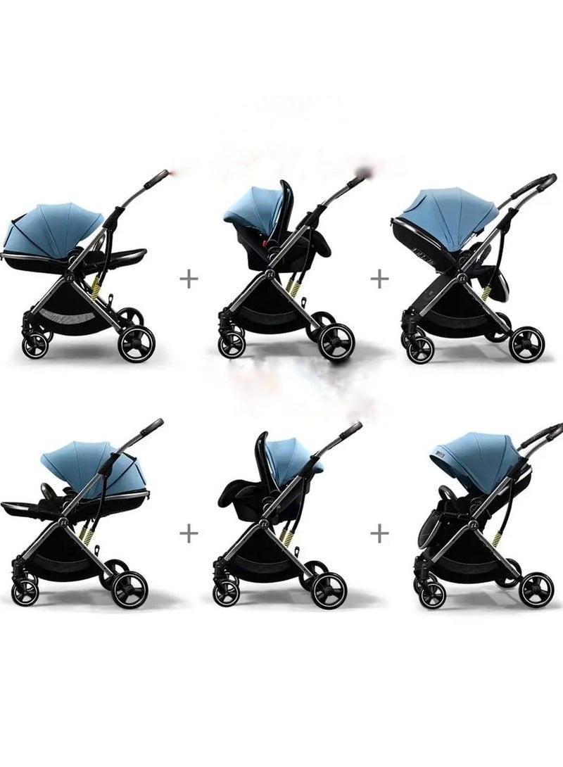 umbrella عربة أطفال مع مقعد سيارة مظلة X9 فاخرة باتجاهين - أسود - Image 3