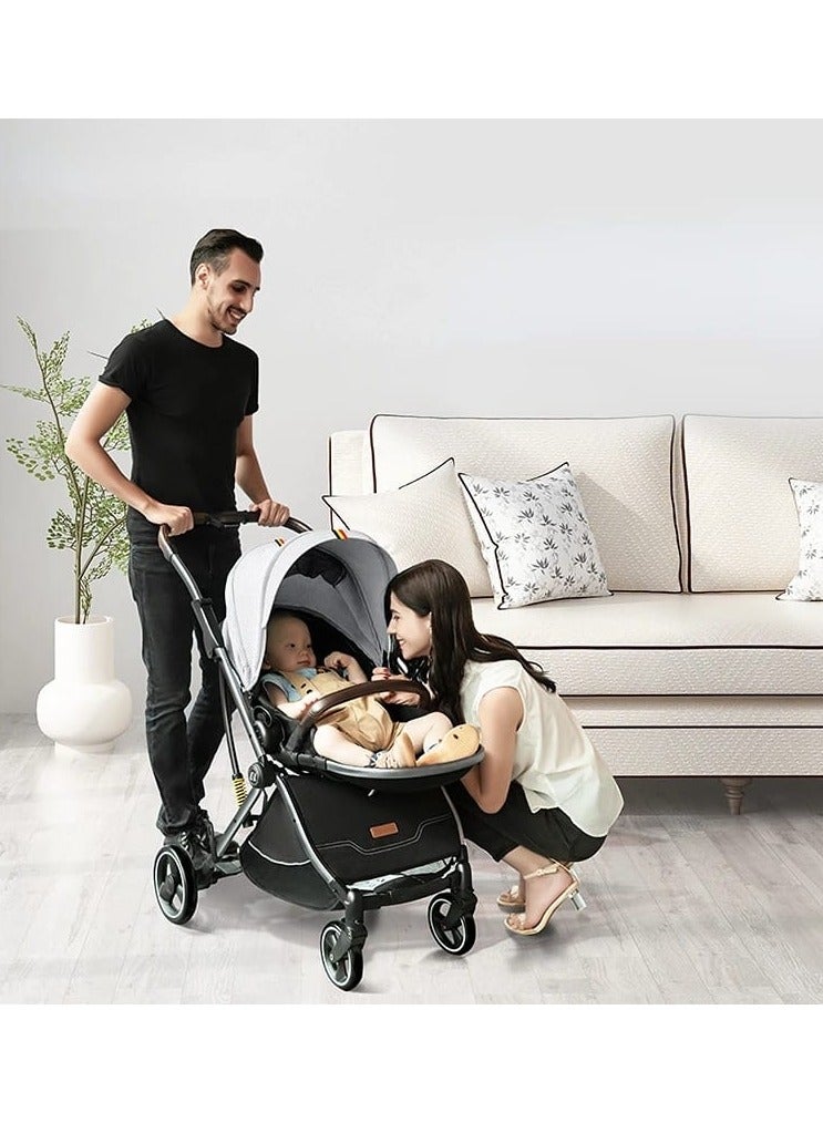 umbrella عربة أطفال مع مقعد سيارة مظلة X9 فاخرة باتجاهين - أسود - Image 2