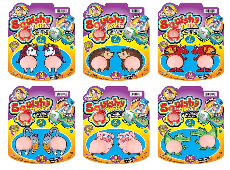 Ja-Ru JARU Cute Animal Stickers with Squishy Butt 6 Pack 2 Butt Stickers Each 3D Sensory Stickers for Kids Stress Relief Fidget Toy Party Favors Classroom Prizes 44166s - Image 3