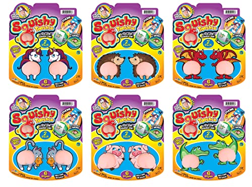 Ja-Ru JARU Cute Animal Stickers with Squishy Butt 6 Pack 2 Butt Stickers Each 3D Sensory Stickers for Kids Stress Relief Fidget Toy Party Favors Classroom Prizes 44166s - Image 1