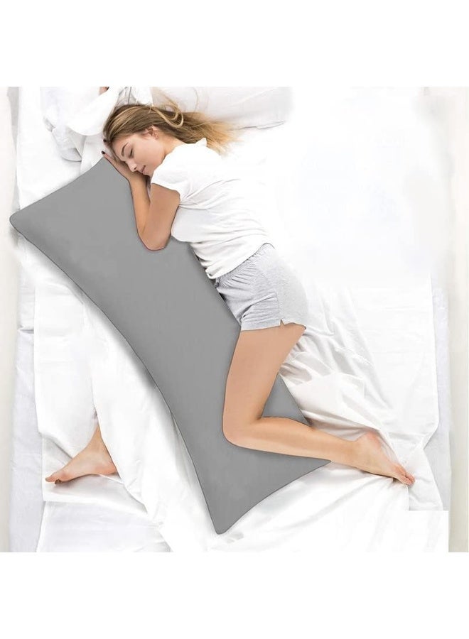 DUNISO Long Pillow, Sleeping Pillow - Adult Body Pillow - Full Body Pillow With Zipper Cover - 50cm x 100cm (Grey) Bedside Cushion, Sofa Large Backrest, Designed To Provide a More Comfortable Sleep, Can Be Used By Multiple People At The Same Time, Also Suitable For Side Sleepers - Image 1