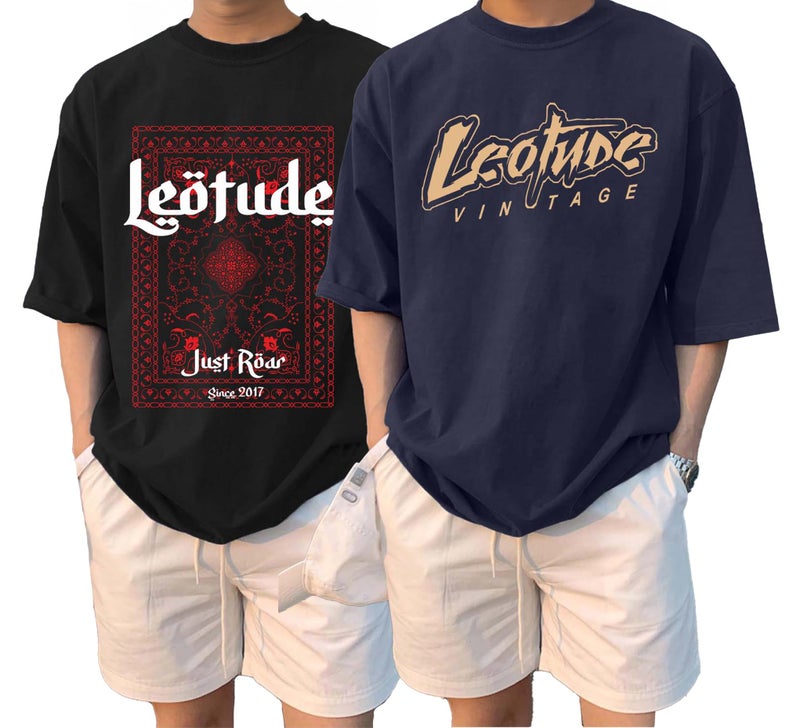 LEOTUDE Men's Fashionable Round Neck Half Sleeve Casual Cottonblend Graphic Print Oversized Tshirt for Man (FS49_Brown_NEWYORKK_P_Multicolour3_S) - Image 1