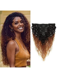 24 Inches Ombre Brown Curly Clip In Hair Extensions Brazilian Virgin Remy Hair Kinky Curly Clip Ins Human Hair Extension