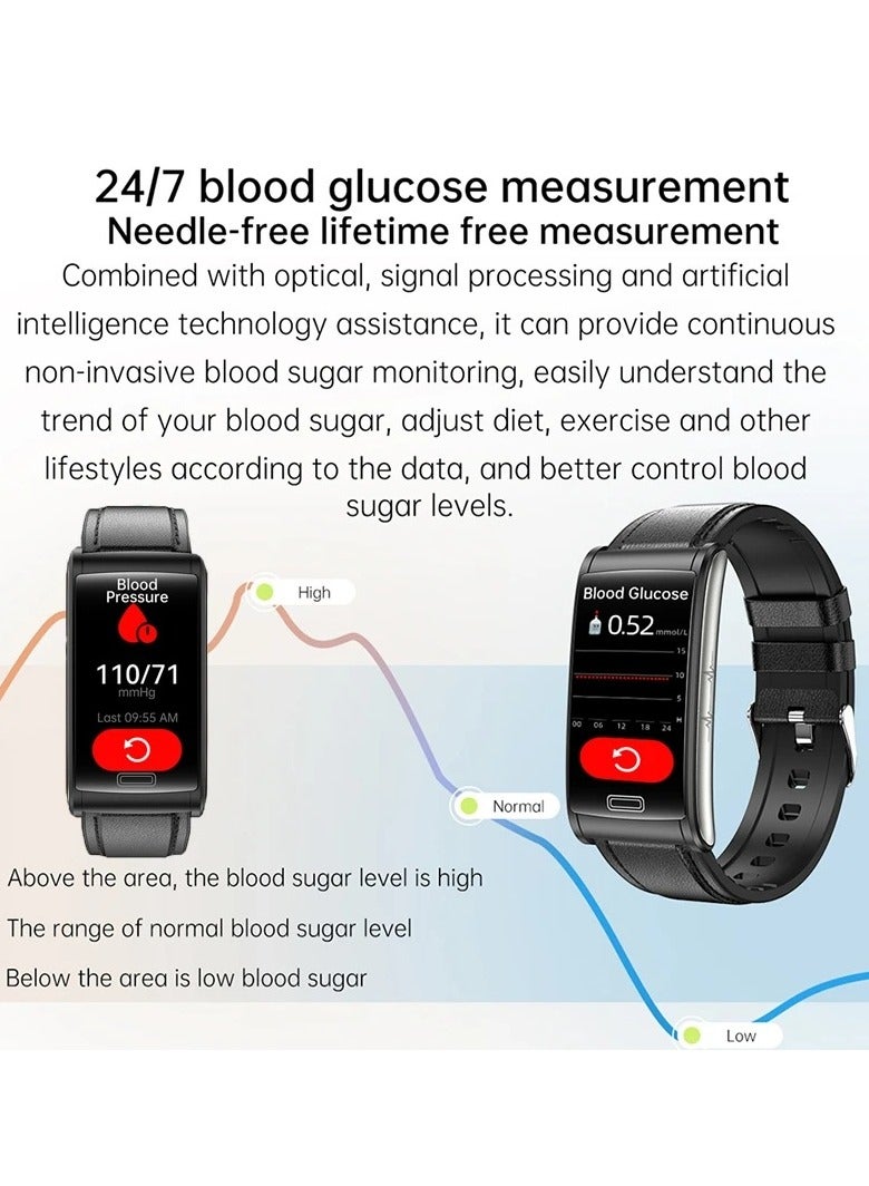 AROAQ E600 Smart Watch , Amoled Display Waterproof Sport Activity Tracker Watch, 1.47" Display Touch Screen Health Tracker Watch With 15 Plus Sports Mode, (Black silicone + black three steel belt) - Image 2