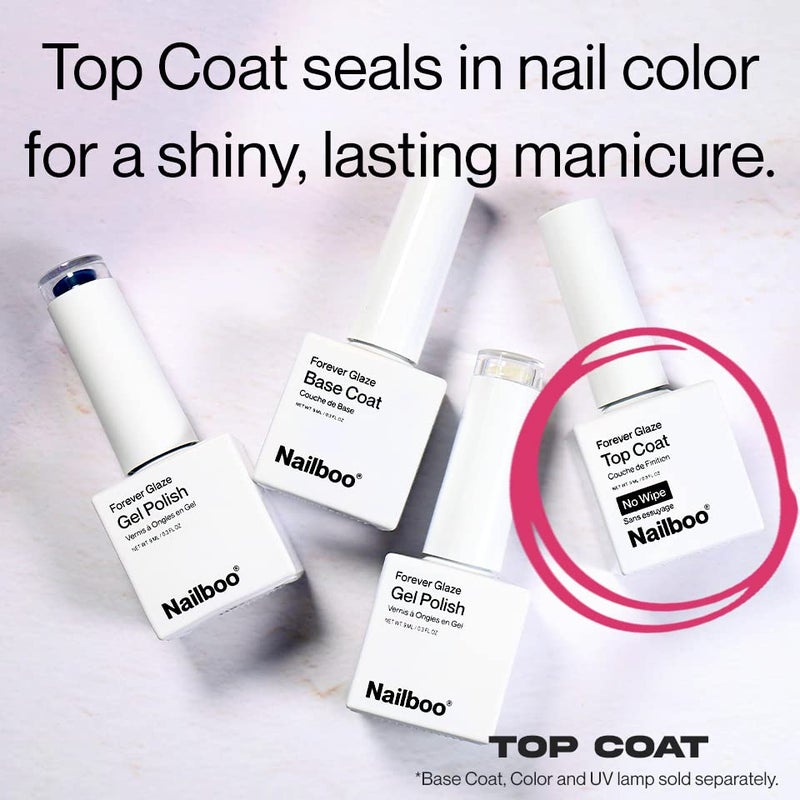 Nailboo طلاء أظافر جل نيلبو بريمير فوريڤر غلاز، طلاء علوي شفاف، طلاء جل لمبة LED، مستوى ذاتي، جودة صالون، لون أظافر لامع طويل الأمد، 0.3 أونصة - Image 3