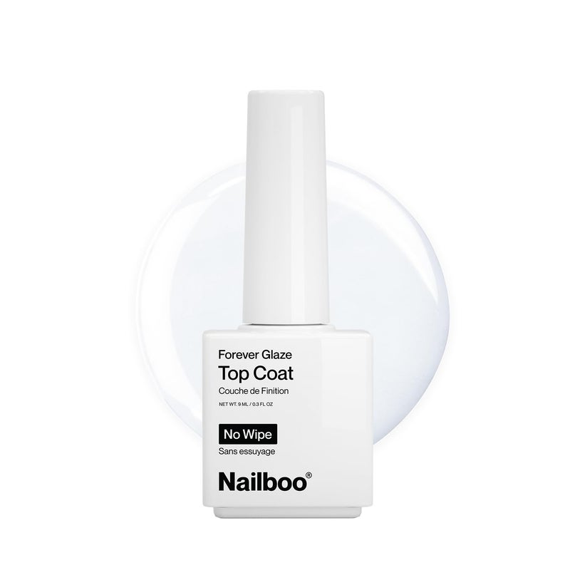Nailboo طلاء أظافر جل نيلبو بريمير فوريڤر غلاز، طلاء علوي شفاف، طلاء جل لمبة LED، مستوى ذاتي، جودة صالون، لون أظافر لامع طويل الأمد، 0.3 أونصة - Image 1