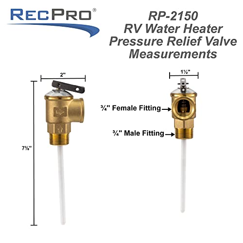 RecPro 3/4" RV Pressure Relief Valve with 4" Epoxy-Coated Probe - Image 3