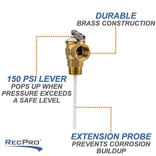 RecPro 3/4" RV Pressure Relief Valve with 4" Epoxy-Coated Probe - Image 4