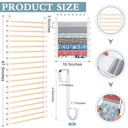Anglechic 20Shelf Hanging Wall Fabric Organizer Over The Door Cloth Organizer with 4 Hooks Closet Hanging Fabric Storage for Sewing Quilting Collection165 Inch - Image 3