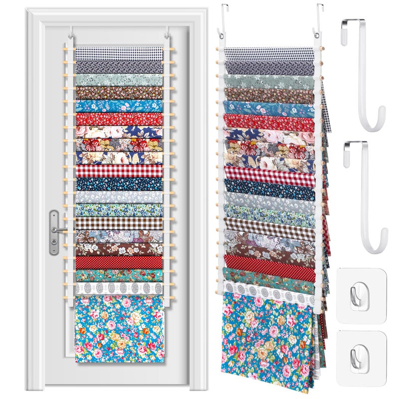 Anglechic 20Shelf Hanging Wall Fabric Organizer Over The Door Cloth Organizer with 4 Hooks Closet Hanging Fabric Storage for Sewing Quilting Collection165 Inch - Image 2