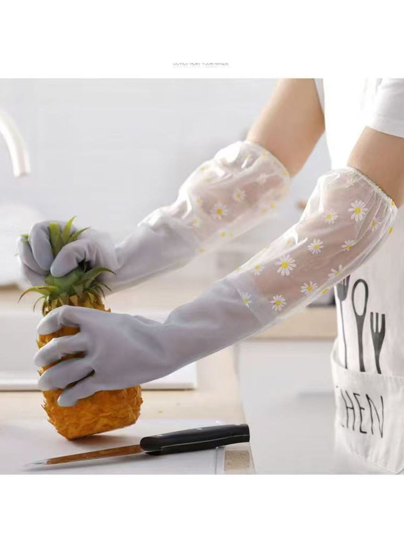 MsAnya 3 Pcs Rubber Dishwashing Cleaning Gloves - Waterproof, Reusable Long Kitchen Gloves, Latex-Free Household Gloves for Laundry, Cleaning, Working, Gardening - Image 4