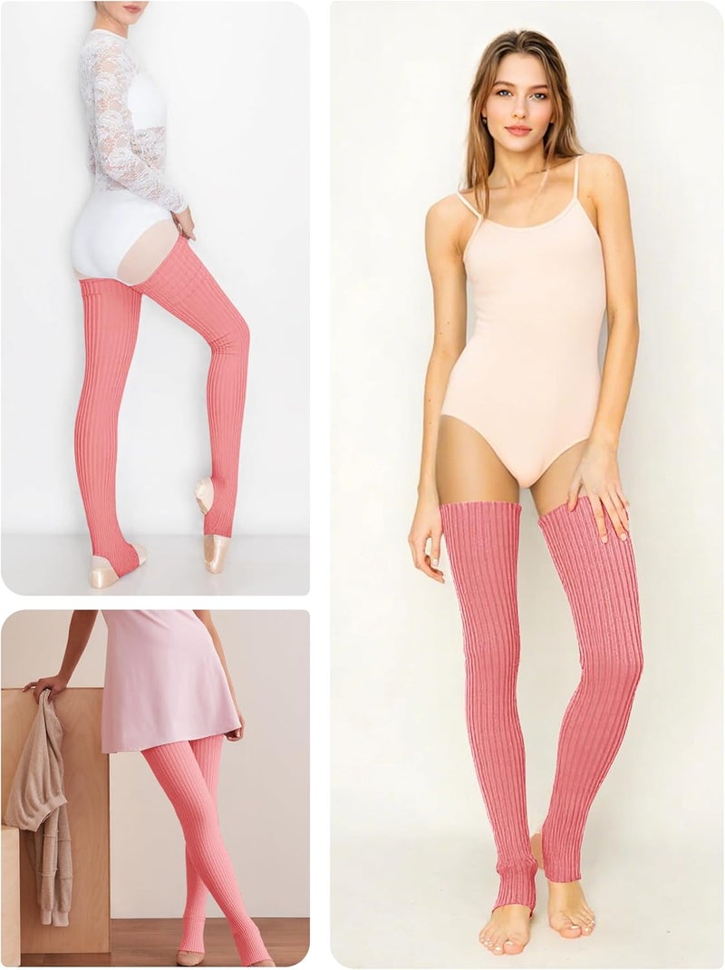 v28 Women Girls Thigh High Neon Ribbed Long 80s 90s Party Skating Leg Warmers - Image 4