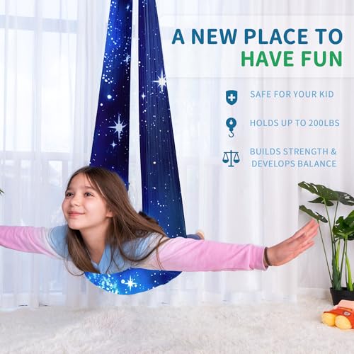 OUTREE Sensory Swing for Kids with 360 Swivel Hanger Indoor Therapy Swing Great for Autism ADHD Sensory Processing Disorder and Autistic Children Blue Star - Image 3