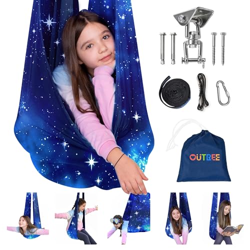 OUTREE Sensory Swing for Kids with 360 Swivel Hanger Indoor Therapy Swing Great for Autism ADHD Sensory Processing Disorder and Autistic Children Blue Star - Image 1