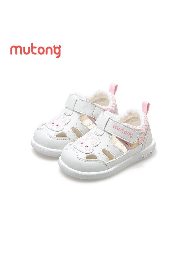 Pastoral Baby Soft Sole Sandals Toddler Boys Summer Breathable Hollow Out Girls Shoes Rabbit Pink White Size 17 - Image 1