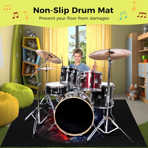 Anjetan Drum Rug, Drum Mat, Electrical Drum Carpet Soundproof Rug Pads Drum Accessories for Electric Drums Jazz Drum Set, Gift for Drummers, Drum Accessories, 47” x 63” - Image 4