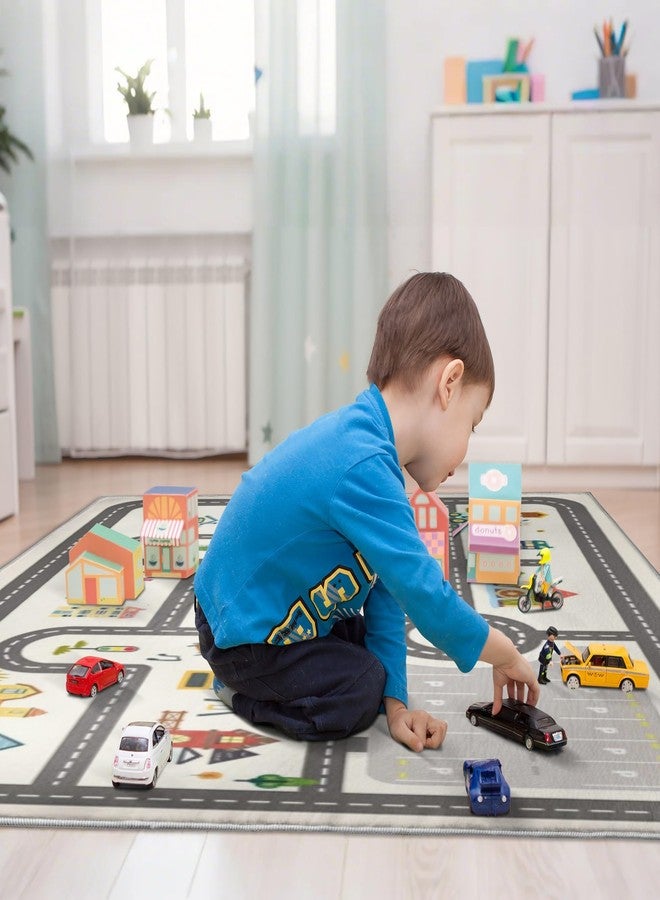 Nayoroom 5x7ft Kids Town Road Play Rug - Non-Slip Faux Wool Carpet with Interactive City Map Design, Educational Toy Vehicle Mat for Kids, Bedroom Playroom Nursery Gift. - Image 5