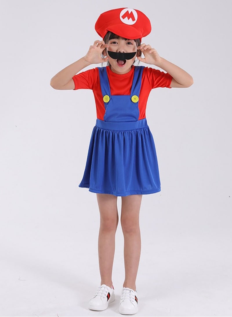 Super Brothers Cosplay Kids Costume Cosplay Jumpsuit Plumber Costume with Hat Mustache - Image 1