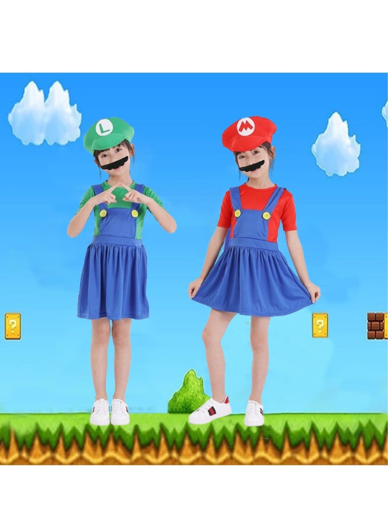 Super Brothers Cosplay Kids Costume Cosplay Jumpsuit Plumber Costume with Hat Mustache - Image 3