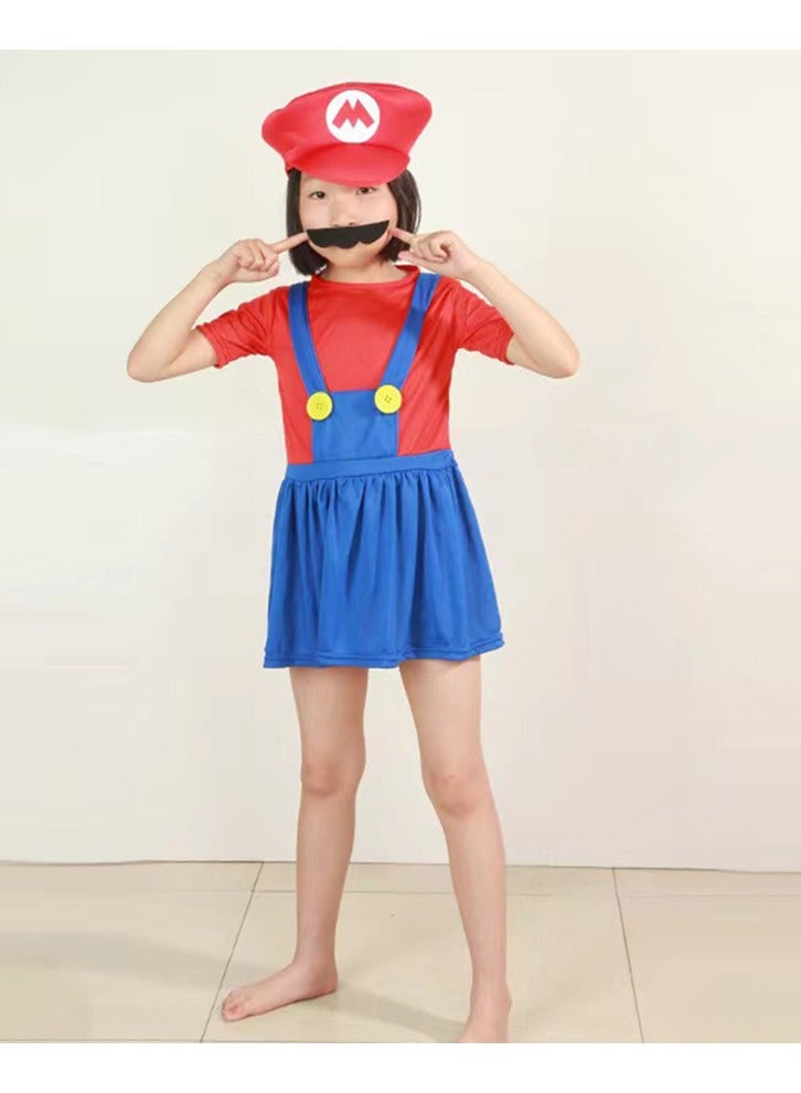 Super Brothers Cosplay Kids Costume Cosplay Jumpsuit Plumber Costume with Hat Mustache - Image 4