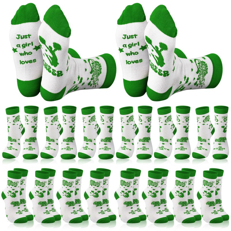 Glitopper 18 Pairs Cheerleader Gifts Cheerleading Team Socks Cheer Socks Cheerleading for Women Cheer Accessories (Green) - Image 1