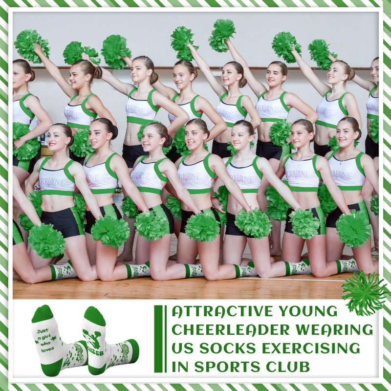 Glitopper 18 Pairs Cheerleader Gifts Cheerleading Team Socks Cheer Socks Cheerleading for Women Cheer Accessories (Green) - Image 5