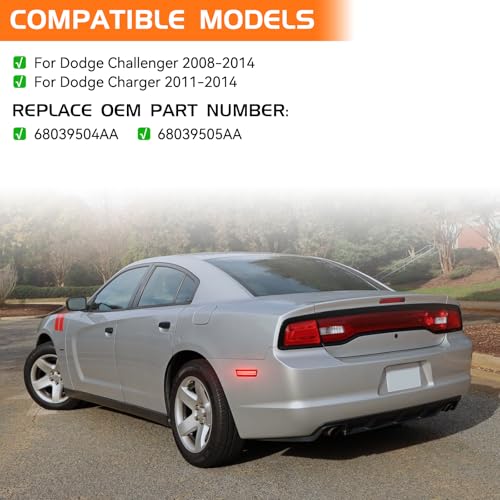 FetonAuto Sequential LED Rear Bumper Red Side Marker Lights for 2011-2014 Dodge Charger & 2008-2014 Dodge Challenger 2PCS, Smoked Lens, Dynamic Scan - Image 5