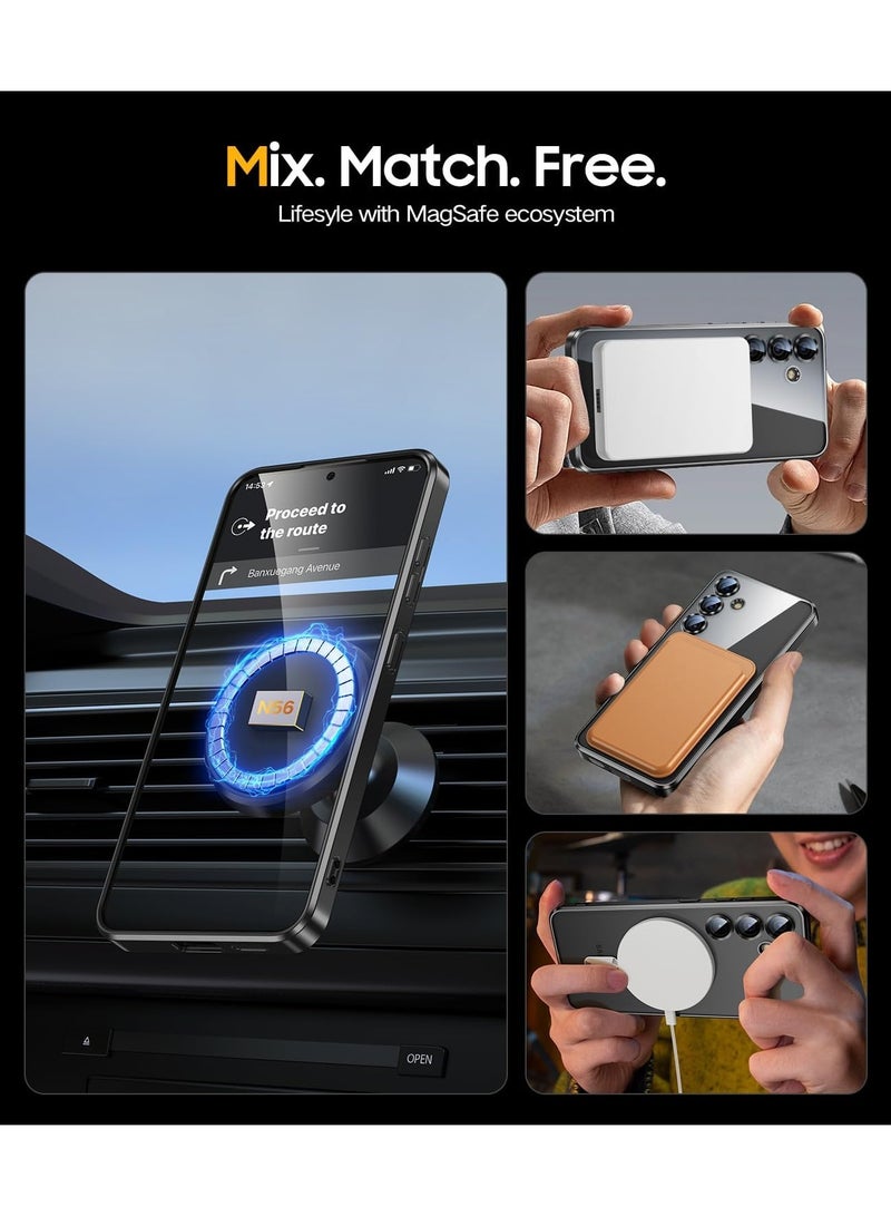 Magnetic Titanium Color for Samsung Galaxy S24 Case with Full Camera Protection [No.1 Strong N56 Magnets] [Military Grade Drop Protection] for Magsafe Women Girls Phone Case -Black - Image 5