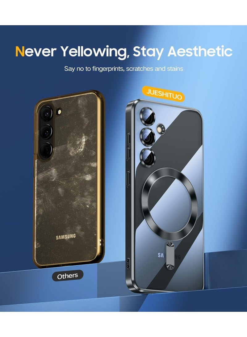 Magnetic Titanium Color for Samsung Galaxy S24 Case with Full Camera Protection [No.1 Strong N56 Magnets] [Military Grade Drop Protection] for Magsafe Women Girls Phone Case -Black - Image 3