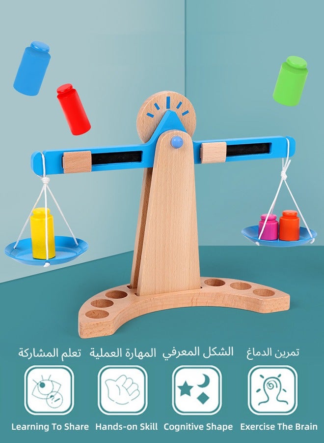 Beauenty Wooden Montessori Balance Scale for Kids | 6-Weight Math Learning Toy, STEM Educational Counting  Sorting Game | Classroom  Homeschool Toys for Ages 3-8 - Image 5