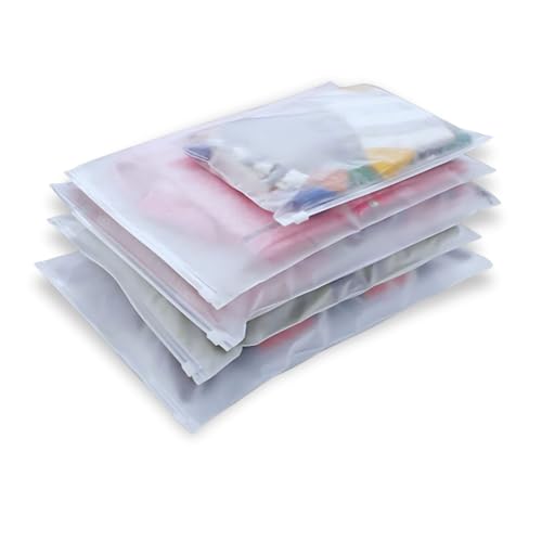 GREENTWISH Polyethylene Frosted Zipper Bag|Travel Bag For Shoes Cosmetics Jewellery Toiletries School Trip|Resealable|LDPE Zip Lock Space Saver Bags with Air Vent Hole (Pack of 30), Transparent - Image 1